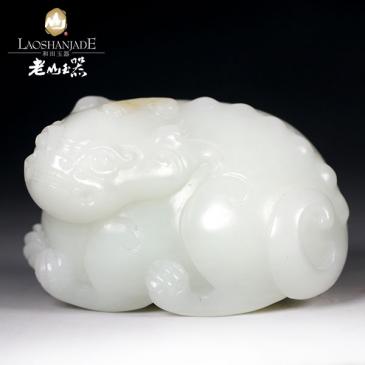 袁長軍作品和田玉籽料把件貔貅大師作品