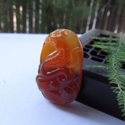 天然巴西瑪瑙玉十二生肖蛇吊墜