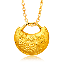 春華秋實黃金足金長命鎖吊墜
