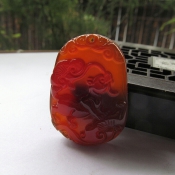 純天然巴西紅瑪瑙玉冰如意旺財(cái)玉佩生肖狗掛件/玉緣軒正品