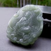 精美天然和田玉福字蓮花保平安玉觀音掛件/和田玉觀音牌子項墜/碧綠觀音玉佩/玉緣軒正品