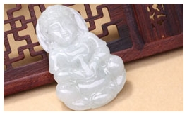 天然翡翠掛件-老坑冰糯種清雅淺綠均色雙面精雕慈悲辟邪觀音