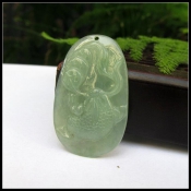 純天然緬甸a貨冰油青三足玉蟾吊墜