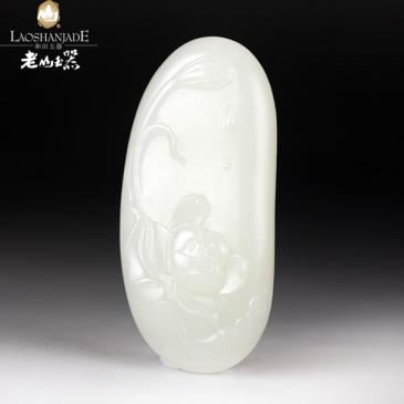 陶連東作品和田玉掛件蓮花玉雕大師