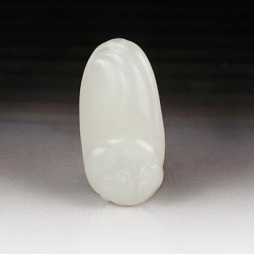 新疆天然和田玉白玉掛件蓮【老山御道“山”款】收藏專柜正品附帶證書包郵