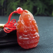 紅玉髓生肖鼠守護神千手觀音掛件/生肖鼠吉祥物本命佛項墜/玉緣軒正品