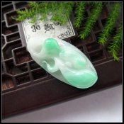 純天然緬甸a貨飄陽綠玉蟾吊墜富貴綿綿吉祥掛件