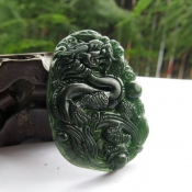 天然精美岫玉碧綠通透玉牌掛件/玉石騰龍圖案項墜/岫玉龍牌玉墜/玉緣軒正品