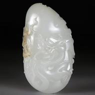 李俊杰作品新疆天然和田玉羊脂白玉籽料掛件仿古龍玉雕大師收藏