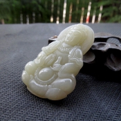 開光正品純天然和田玉青白玉玉觀音掛件