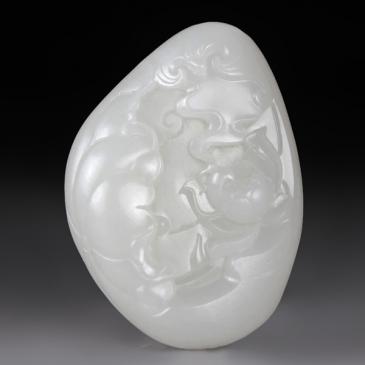 龔克勤作品新疆和田玉白玉籽料掛件福氣連連玉雕大師收藏