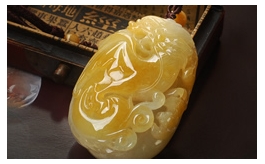 天然翡翠手把玩件--老坑冰種鮮潤黃翡細膩均勻水潤晶瑩厚實大氣立體圓雕龍鳳呈祥