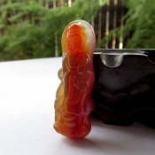 純天然巴西瑪瑙玉冰透站像觀音掛件