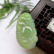 純天然巴西綠瑪瑙玉富貴如意吉祥掛件
