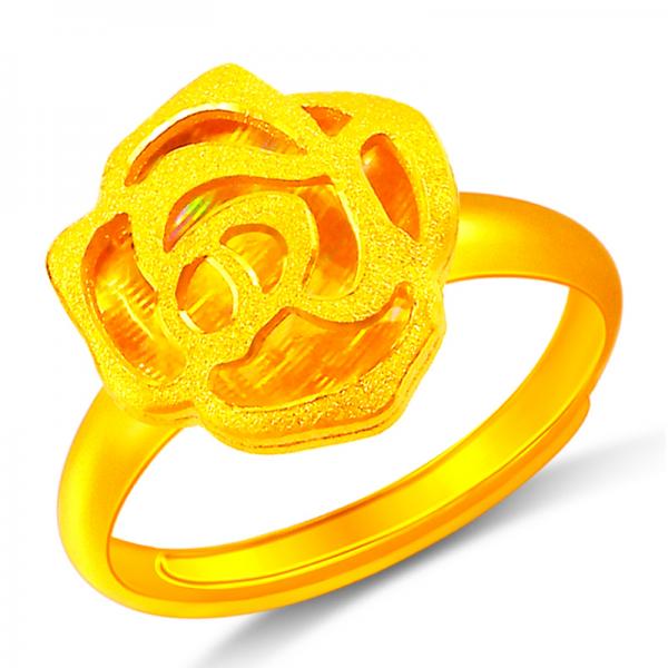 24K純金999足金戒指結婚黃金戒指足金戒指