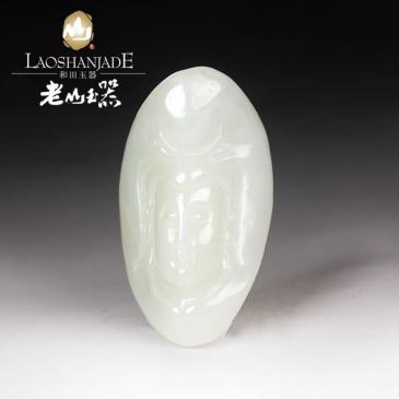 和田玉青白玉籽料掛件觀音線條婉轉(zhuǎn)秀逸