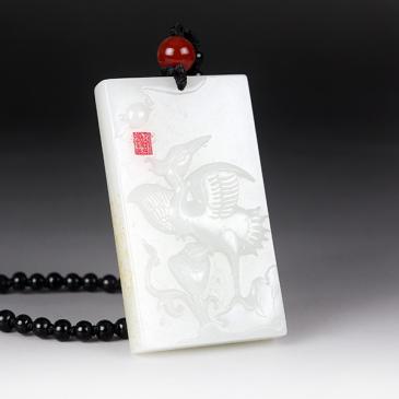 新疆天然和田玉羊脂玉籽料牌一路連科62.89g專柜正品附帶證書