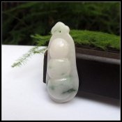 天然緬甸A貨飄花翡翠玉四季豆吊墜
