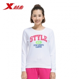 特步專柜同款2016新款女款衛衣印花logo時尚百搭款女上衣984328051268