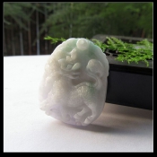 翡翠飄花麒麟祥瑞掛件/緬甸翡翠玉麒麟玉佩項(xiàng)墜/辟邪開(kāi)運(yùn)護(hù)身符/玉緣軒正品