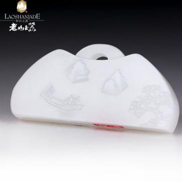 新疆和田玉羊脂玉掛件鎖玉質瑩潤結構緊密