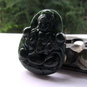 精美天然藍田墨玉護身保平安觀音玉佩/藍田玉墨玉吉祥玉觀音掛件/玉石觀音項墜/玉緣軒正品