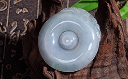 天然翡翠掛件--老坑冰種淺綠均色水潤晶瑩雙面精雕祥瑞福如東海