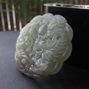 精美天然和田玉龍鳳呈祥玉佩/玉石龍鳳圖案掛件/龍鳳和田玉牌子/玉緣軒正品