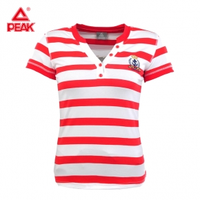 匹克PEAK女款网络专供款夏季时尚条纹运动T恤FW61252(F61026)