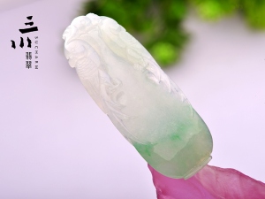 冰種天然A貨翡翠福祿壽喜吊墜