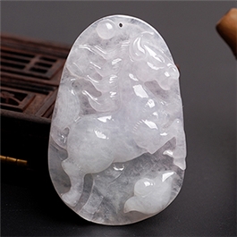 天然翡翠掛件-老坑冰糯種細膩潤澤精工浮雕馬上有錢