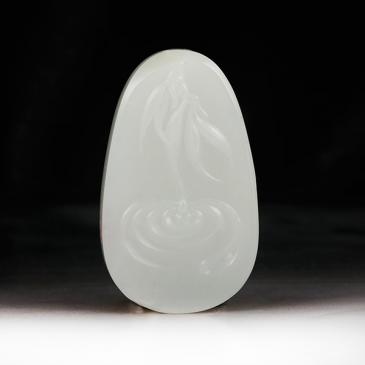 陳紅湖作品新疆天然和田玉白玉掛件節(jié)節(jié)高玉雕大師收藏