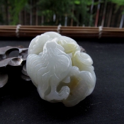 純天然新疆和田玉青白玉雞(吉)祥如意雕件/玉緣軒正品