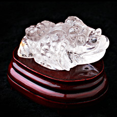 天然白水晶三足金蟾擺件★精美水晶富貴金蟾吉祥風水擺設★聚財鎮宅化小人