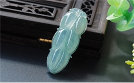 天然翡翠掛件--老坑冰種晴水綠細潤晶瑩雙面精雕玉葉