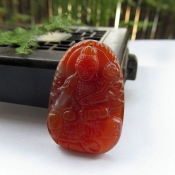 精美天然冰透紅瑪瑙磨砂工藝生肖龍蛇本命佛普賢菩薩/玉石生肖守護(hù)神普賢掛件/保平安本命佛普賢菩薩開(kāi)運(yùn)護(hù)身助事業(yè)/玉緣軒正品