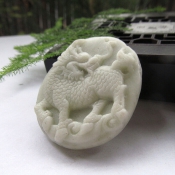 純天然藍田玉麒麟玉牌掛件/玉緣軒正品
