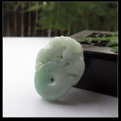 純天然緬甸a貨翡翠玉飄綠雙貔貅招財?shù)鯄?財源滾滾雙貔貅平安扣/招財開運貔貅項墜/玉緣軒正品