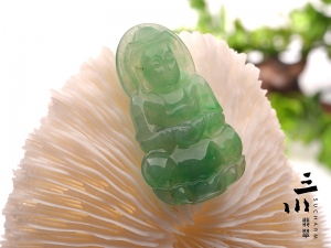 冰種天然A貨翡翠觀音吊墜