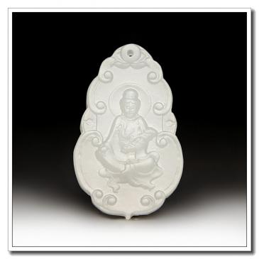 和田羊脂白玉牌觀音(一口價(jià))