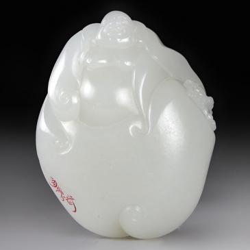 【馬學(xué)武】和田羊脂玉籽料掛件佛精品