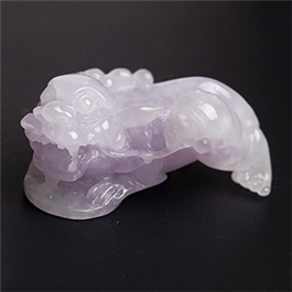 天然翡翠掛件--老坑冰糯種淺紫羅蘭細(xì)膩晶瑩立體精雕小巧貔貅