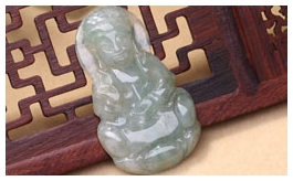天然翡翠掛件-老坑冰糯種油青綠雙面精雕慈悲辟邪觀音