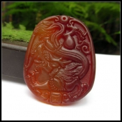 天然紅玉髓通透大氣龍牌玉佩掛件