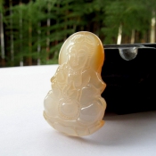 開光正品純天然冰透巴西瑪瑙玉觀音吊墜