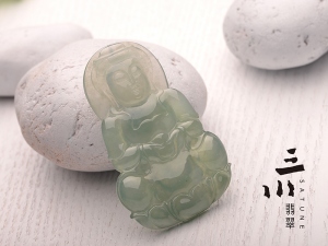 冰種天然A貨翡翠觀音吊墜
