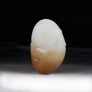 劉衛(wèi)東作品新疆天然和田玉糖羊脂玉掛件螭龍玉雕大師收藏