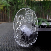 天然白水晶冰透大觀音掛件