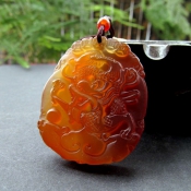 精美通透天然紅玉髓如意金錢龍牌掛件/紅玉髓騰龍玉佩/招財(cái)開運(yùn)護(hù)身玉石龍項(xiàng)墜/玉緣軒正品