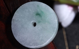 天然翡翠掛件--老坑冰糯種飄綠花細潤晶瑩平安扣